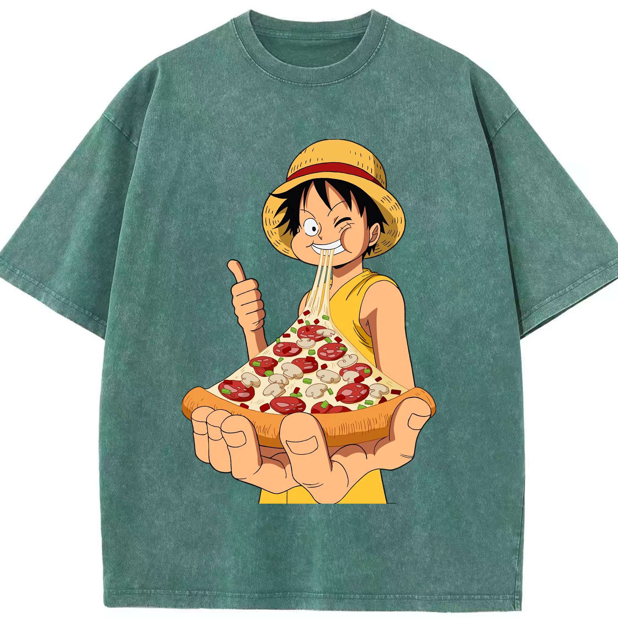 ワンピース モンキー・D・ルフィ ONE PIECE Monkey D. Luffy 綿100% ヴィンテージ風 半袖Tシャツ（フロントプリント）